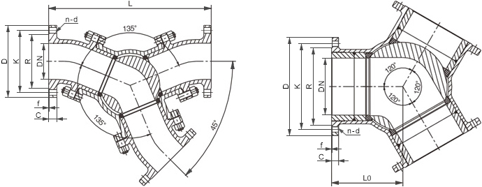 蝸輪Y型三通球閥結(jié)構(gòu)圖