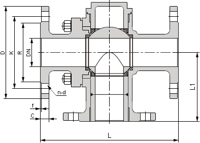 雙相鋼三通球閥結(jié)構(gòu)圖